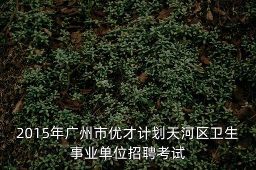 2015年廣州市優才計劃天河區衛生事業單位招聘考試
