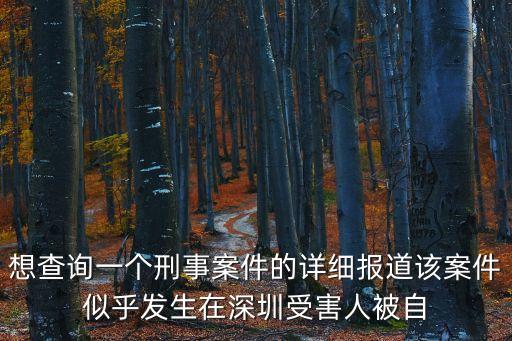 想查詢一個刑事案件的詳細報道該案件似乎發生在深圳受害人被自