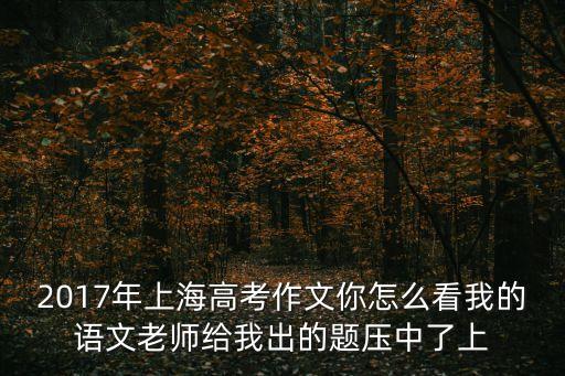 2017年上海高考作文你怎么看我的語文老師給我出的題壓中了上