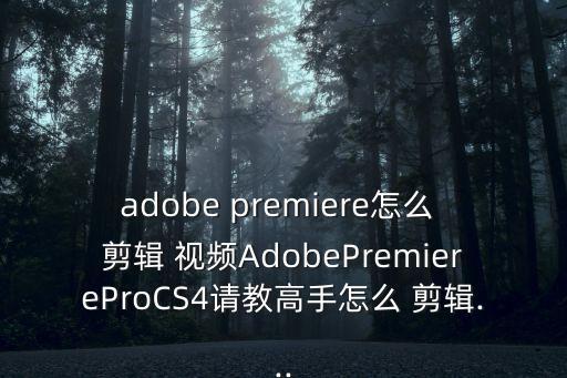 adobe premiere怎么 剪輯 視頻AdobePremiereProCS4請教高手怎么 剪輯...