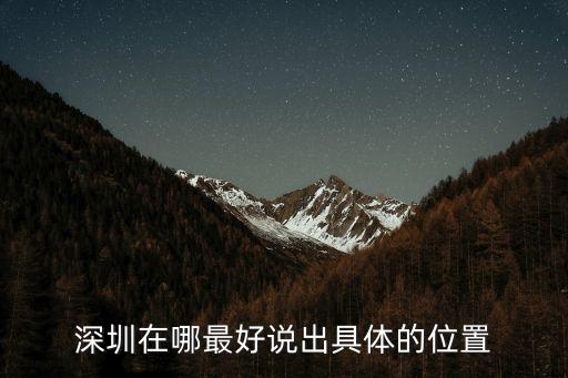 深圳在哪最好說出具體的位置