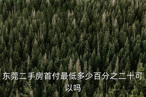 東莞二手房首付最低多少百分之二十可以嗎