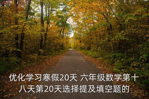 優化學習寒假20天 六年級數學第十八天第20天選擇提及填空題的