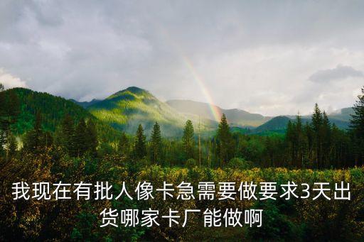 我現在有批人像卡急需要做要求3天出貨哪家卡廠能做啊