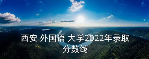  西安 外國語 大學2022年錄取 分數線