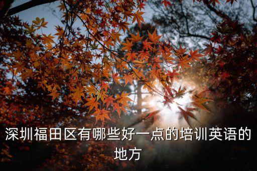 深圳福田區有哪些好一點的培訓英語的地方