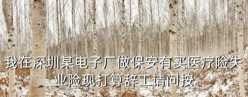 我在深圳某電子廠做保安有買醫療險失業險現打算辭工請問按