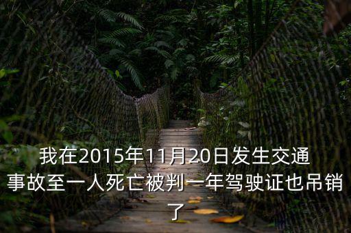 我在2015年11月20日發生交通事故至一人死亡被判一年駕駛證也吊銷了