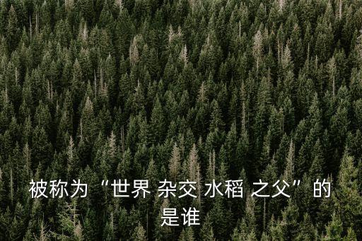 雜交水稻之父是誰,雜交-2之父袁隆平被譽(yù)為糧食增產(chǎn)之父