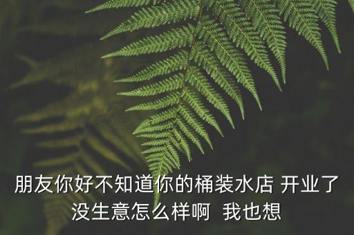 朋友你好不知道你的桶裝水店 開業了沒生意怎么樣啊  我也想