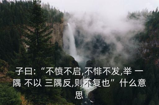 子曰:“不憤不啟,不悱不發(fā),舉 一隅 不以 三隅反,則不復(fù)也”什么意思