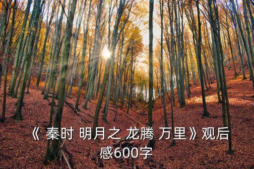 《 秦時(shí) 明月之 龍騰 萬里》觀后感600字
