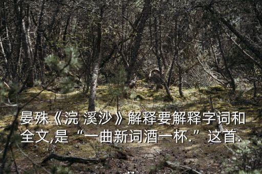 晏殊浣溪沙