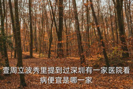 壹周立波秀里提到過深圳有一家醫院看病便宜是哪一家
