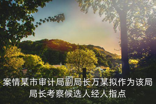 案情某市審計局副局長萬某擬作為該局局長考察候選人經(jīng)人指點