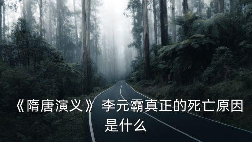 《隋唐演義》 李元霸真正的死亡原因是什么