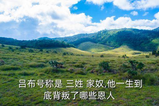 呂布三姓家奴,呂布為何被罵作三姓家奴