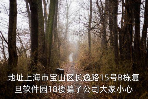 地址上海市寶山區長逸路15號B棟復旦軟件園18樓騙子公司大家小心