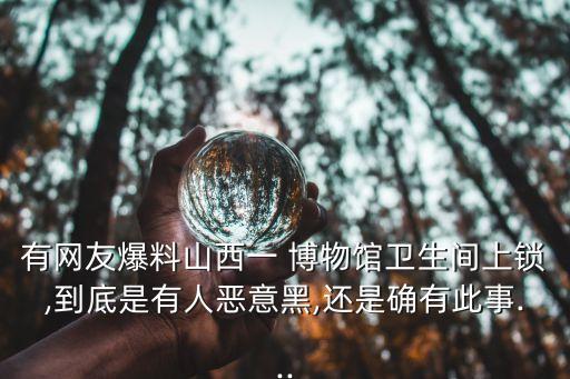 有網(wǎng)友爆料山西一 博物館衛(wèi)生間上鎖,到底是有人惡意黑,還是確有此事...