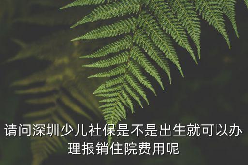 深圳新生兒疾病報銷，請問深圳少兒社保是不是出生就可以辦理報銷住院費用呢