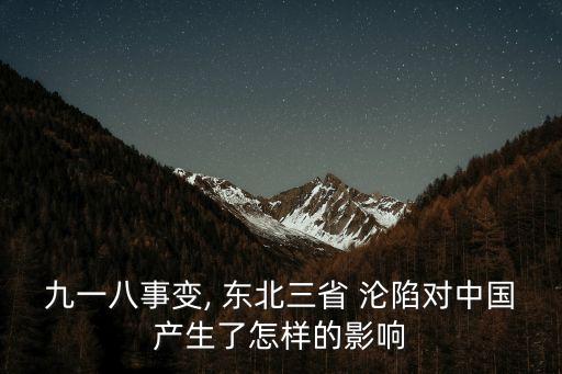 九一八事變, 東北三省 淪陷對中國產生了怎樣的影響