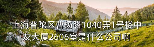 上海普陀區(qū)曹楊路1040弄1號樓中友大廈2606室是什么公司啊