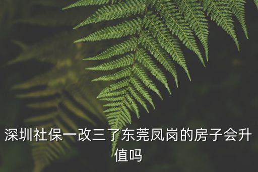 深圳社保一改三了東莞鳳崗的房子會升值嗎