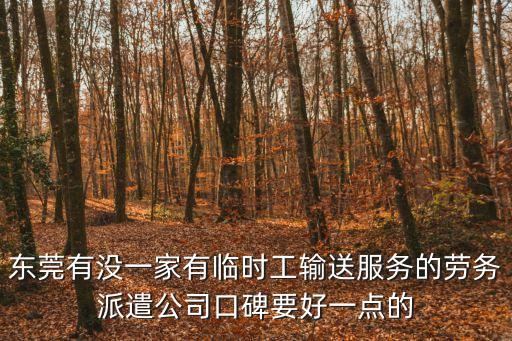 東莞有沒一家有臨時工輸送服務的勞務派遣公司口碑要好一點的