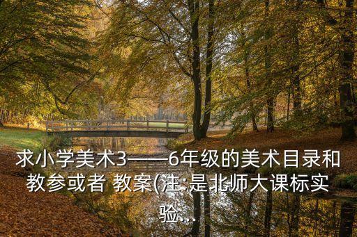 求小學(xué)美術(shù)3——6年級(jí)的美術(shù)目錄和教參或者 教案(注:是北師大課標(biāo)實(shí)驗(yàn)...