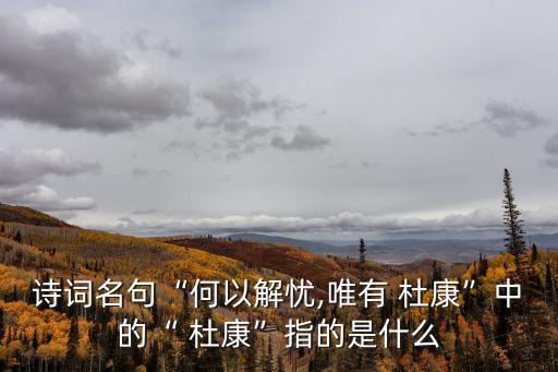 詩詞名句“何以解憂,唯有 杜康”中的“ 杜康”指的是什么