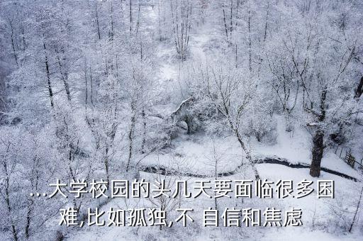 ...大學校園的頭幾天要面臨很多困難,比如孤獨,不 自信和焦慮