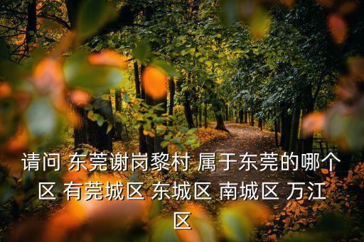 請問 東莞謝崗黎村 屬于東莞的哪個區 有莞城區 東城區 南城區 萬江區