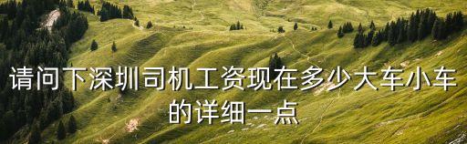 深圳代駕薪水多少，在深圳做個小車司機大概多少工資啊