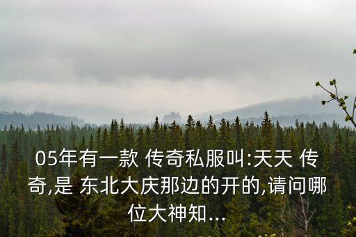 05年有一款 傳奇私服叫:天天 傳奇,是 東北大慶那邊的開的,請問哪位大神知...