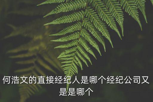 何浩文的直接經紀人是哪個經紀公司又是是哪個