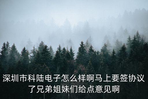 深圳市科陸電子怎么樣啊馬上要簽協議了兄弟姐妹們給點意見啊