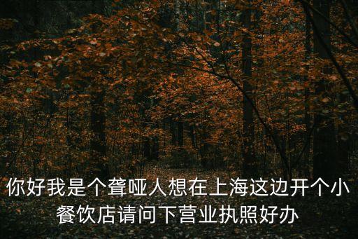 你好我是個聾啞人想在上海這邊開個小餐飲店請問下營業執照好辦