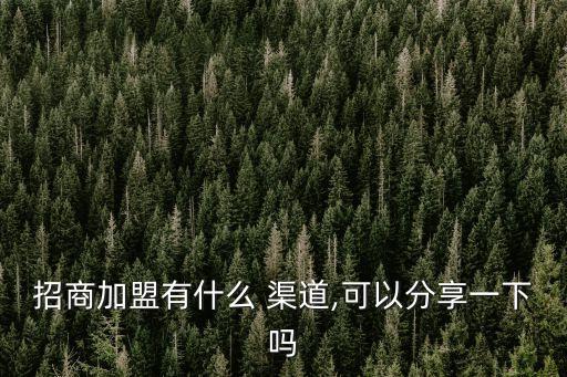 招商加盟有什么 渠道,可以分享一下嗎