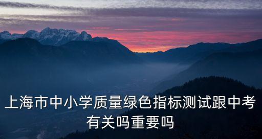上海市中小學質量綠色指標測試跟中考有關嗎重要嗎