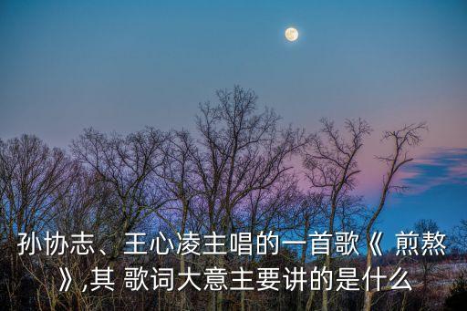 孫協(xié)志、王心凌主唱的一首歌《 煎熬》,其 歌詞大意主要講的是什么