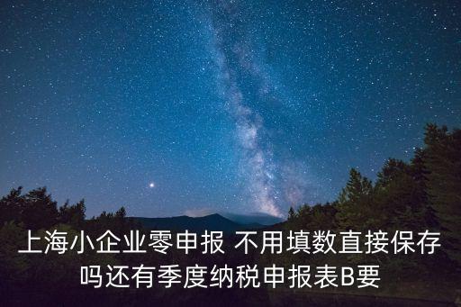 上海小企業(yè)零申報 不用填數(shù)直接保存嗎還有季度納稅申報表B要
