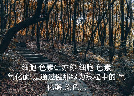  細胞 色素C:亦稱 細胞 色素 氧化酶,是通過健那綠為線粒中的 氧化酶,染色...