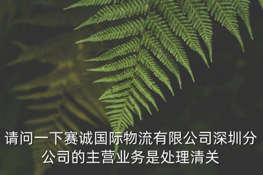 請問一下賽誠國際物流有限公司深圳分公司的主營業務是處理清關