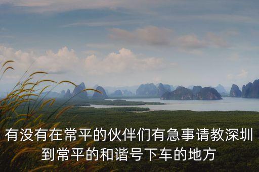 有沒有在常平的伙伴們有急事請教深圳到常平的和諧號下車的地方