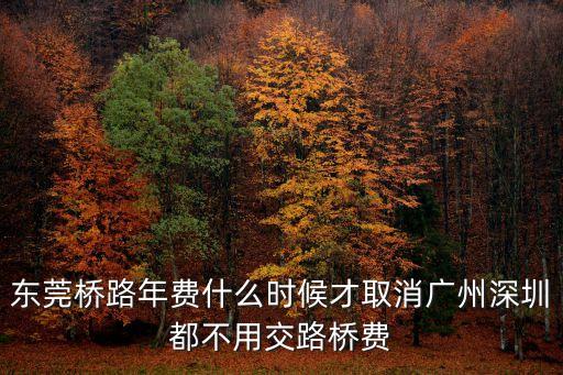 東莞橋路年費(fèi)什么時(shí)候才取消廣州深圳都不用交路橋費(fèi)