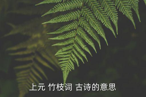 上元 竹枝詞 古詩的意思