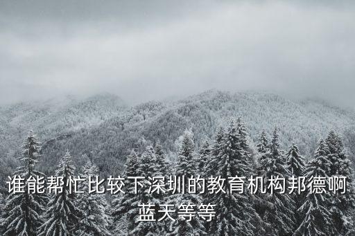 誰能幫忙比較下深圳的教育機構邦德啊藍天等等