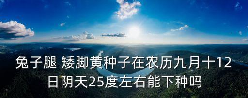 兔子腿 矮腳黃種子在農(nóng)歷九月十12日陰天25度左右能下種嗎