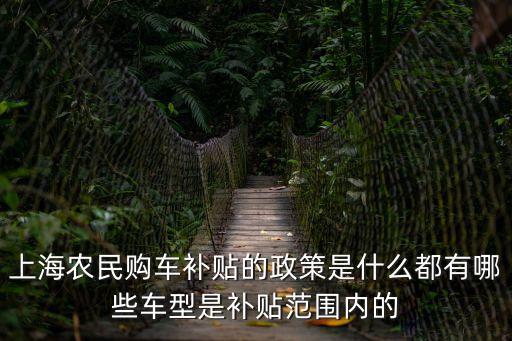 上海農民購車補貼的政策是什么都有哪些車型是補貼范圍內的