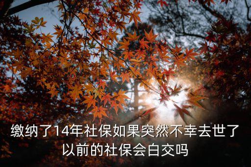 深圳買社保十四年去世，如果繳納14年社保然后突然去世之前的社保會不會白交